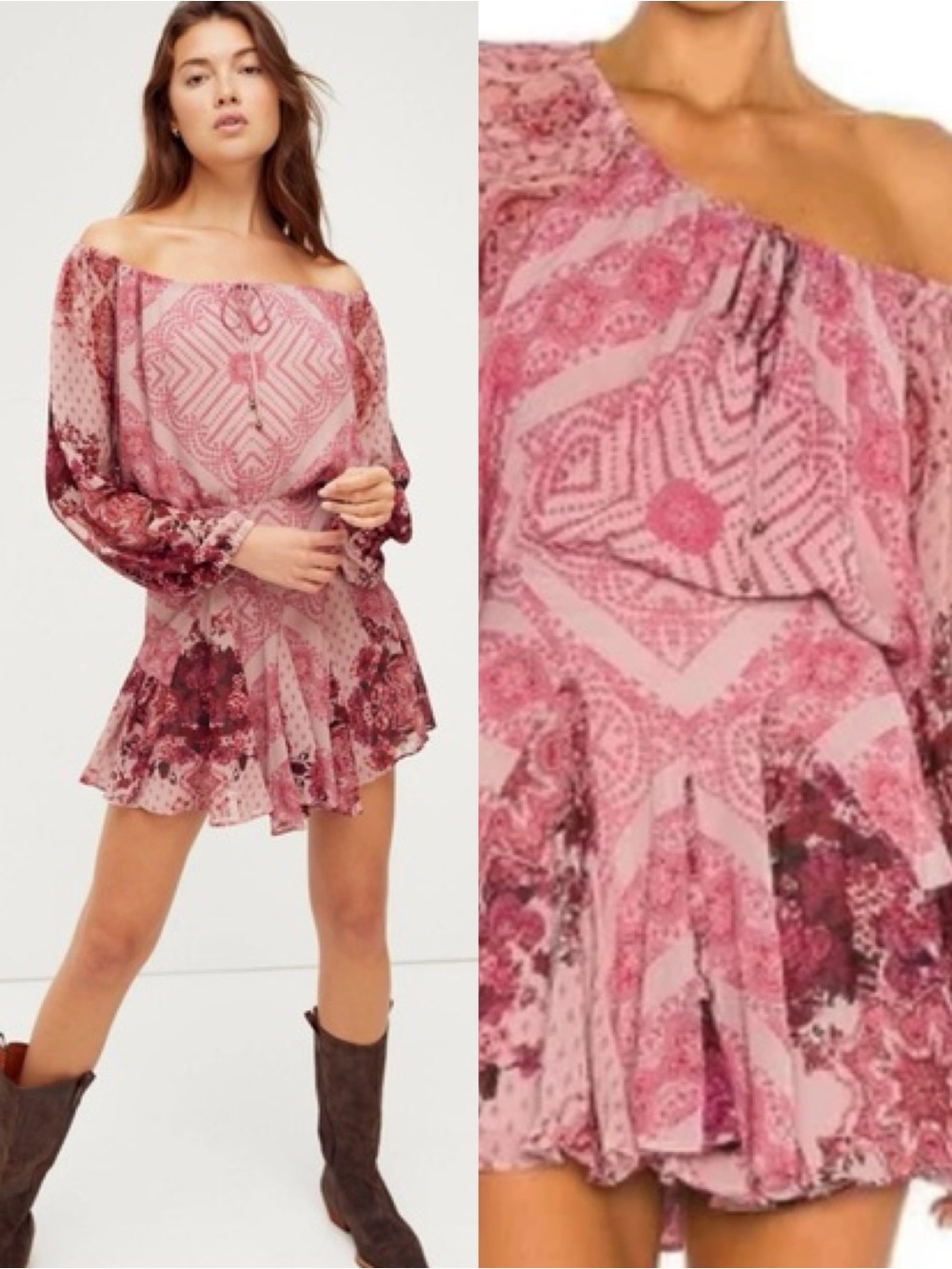 Free People Red Boho Seven Wonders Mini Dress